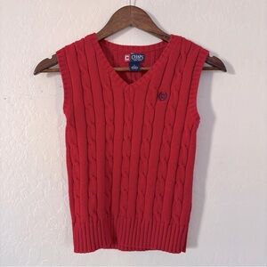 Kids Chaps Vivid Red‎ Cable Knit Sweater Vest Size 7 Style# 332141503